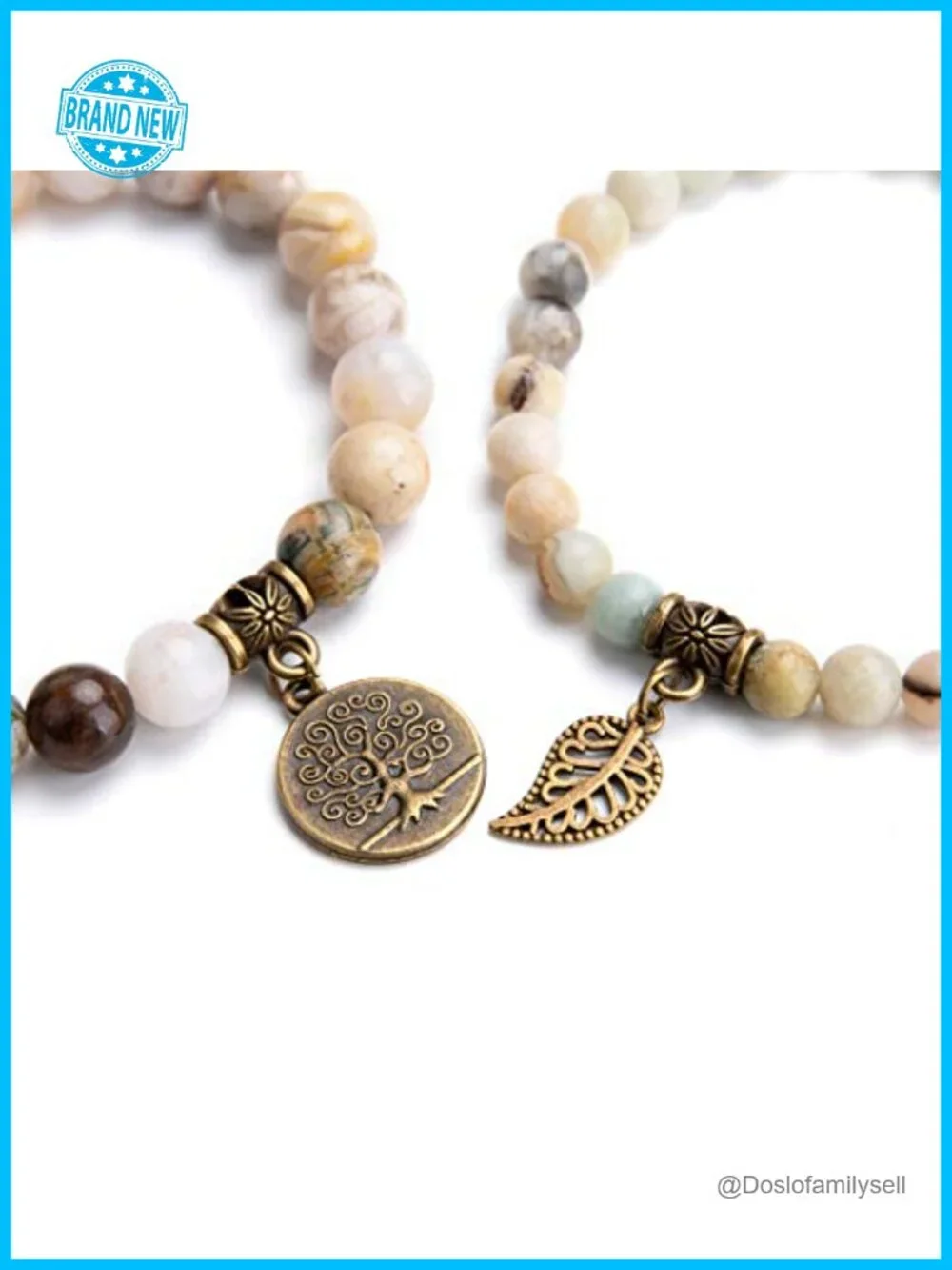 Natural Gemstone Chakra Stretch Bracelet Set - Tree of Life